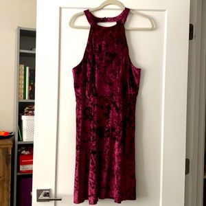 Burgundy velvet halter style dress
